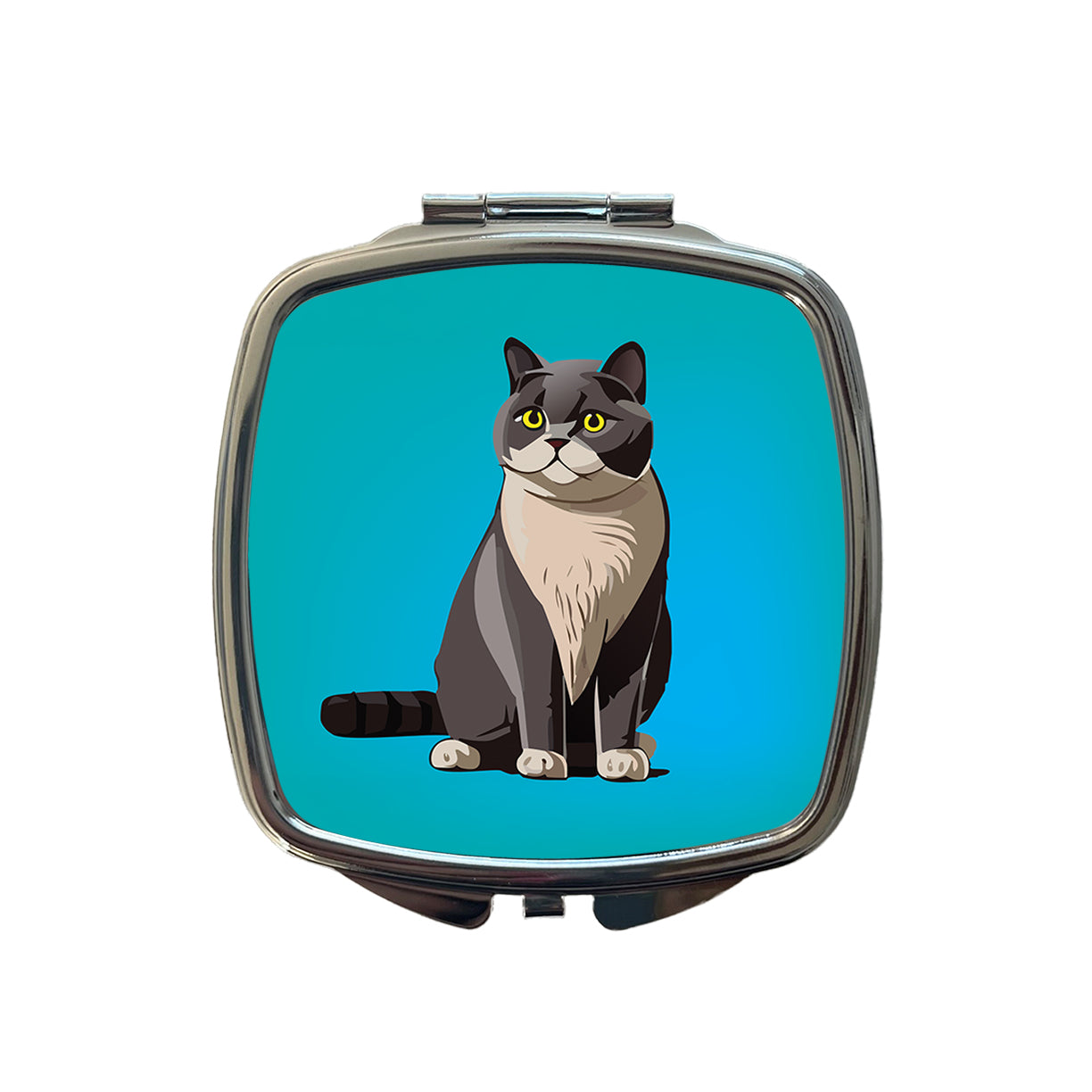 British Shorthair Cat Sitting Small Travel Purse Handbag Pocket Makeup Compact Mirror
