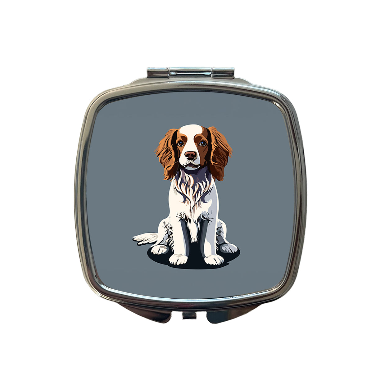 Brittany Spaniel Dog Sitting Small Travel Purse Handbag Pocket Makeup Compact Mirror