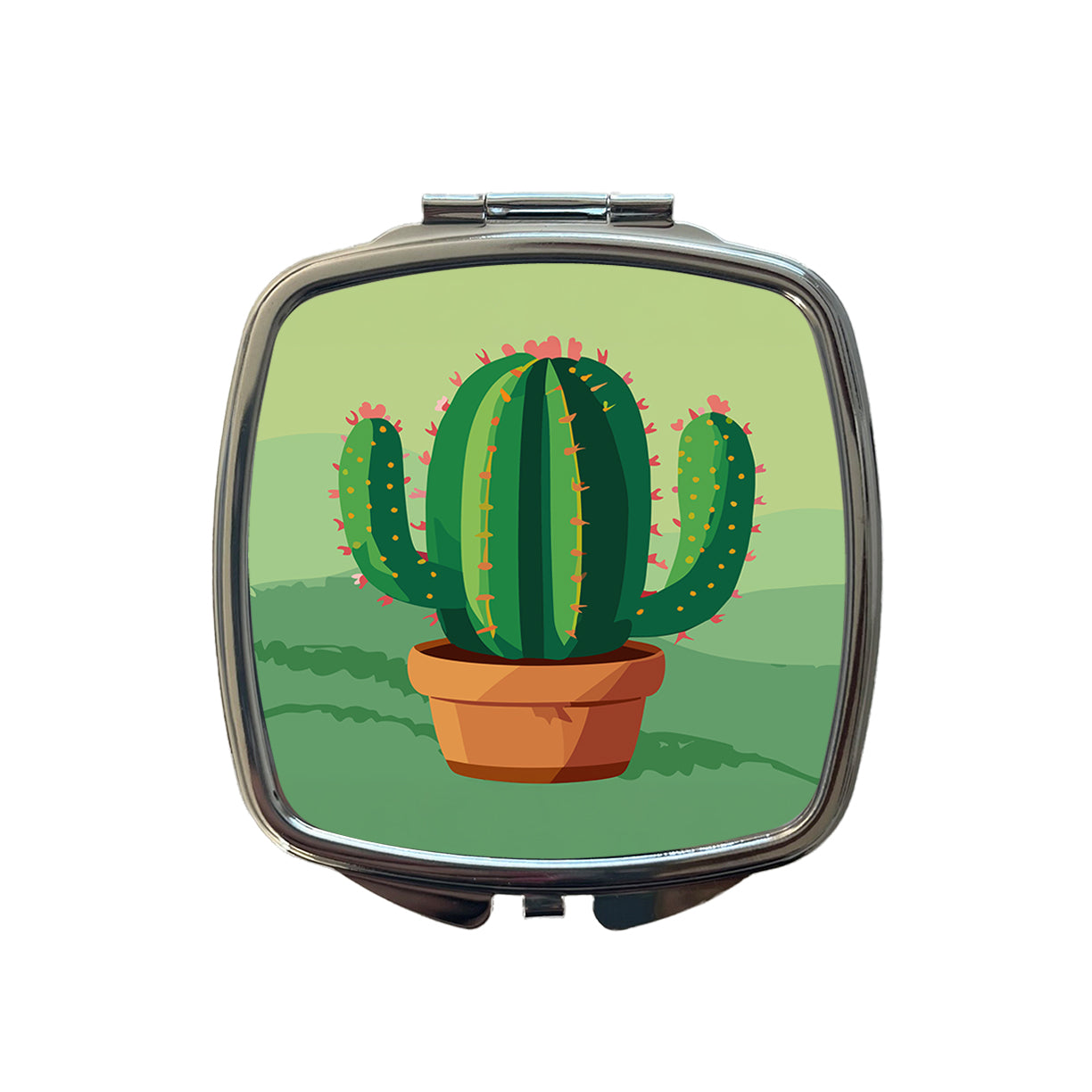 Cactus Green Small Travel Purse Handbag Pocket Makeup Compact Mirror