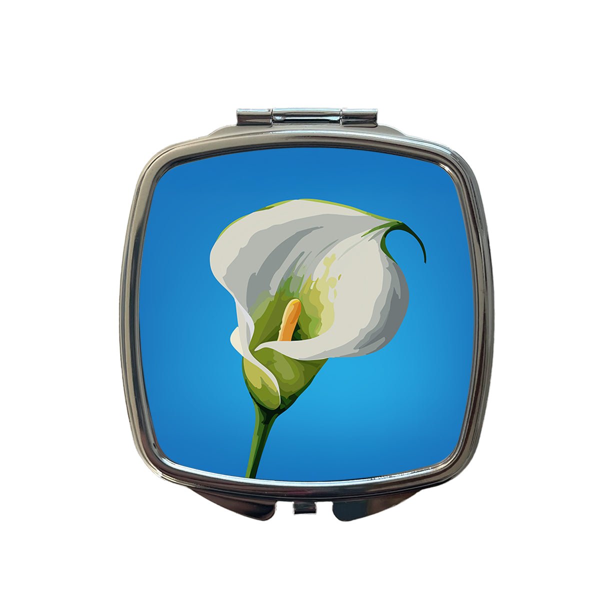 Calla Lily Flower White Small Travel Purse Handbag Pocket Makeup Compact Mirror