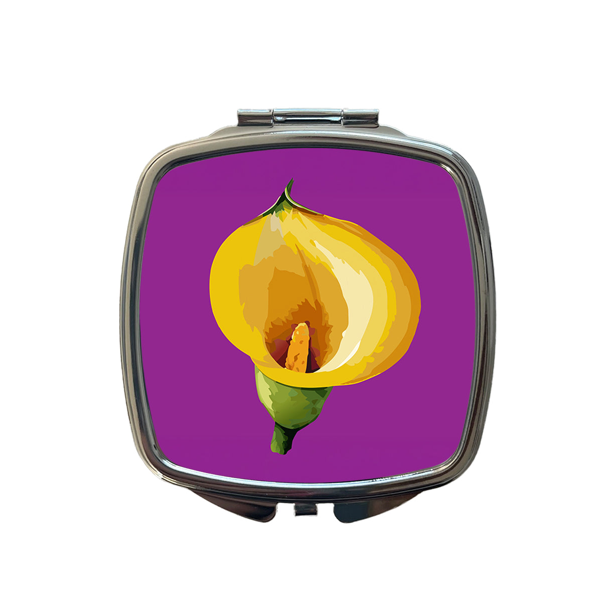 Calla Lily Flower Yellow Small Travel Purse Handbag Pocket Makeup Compact Mirror