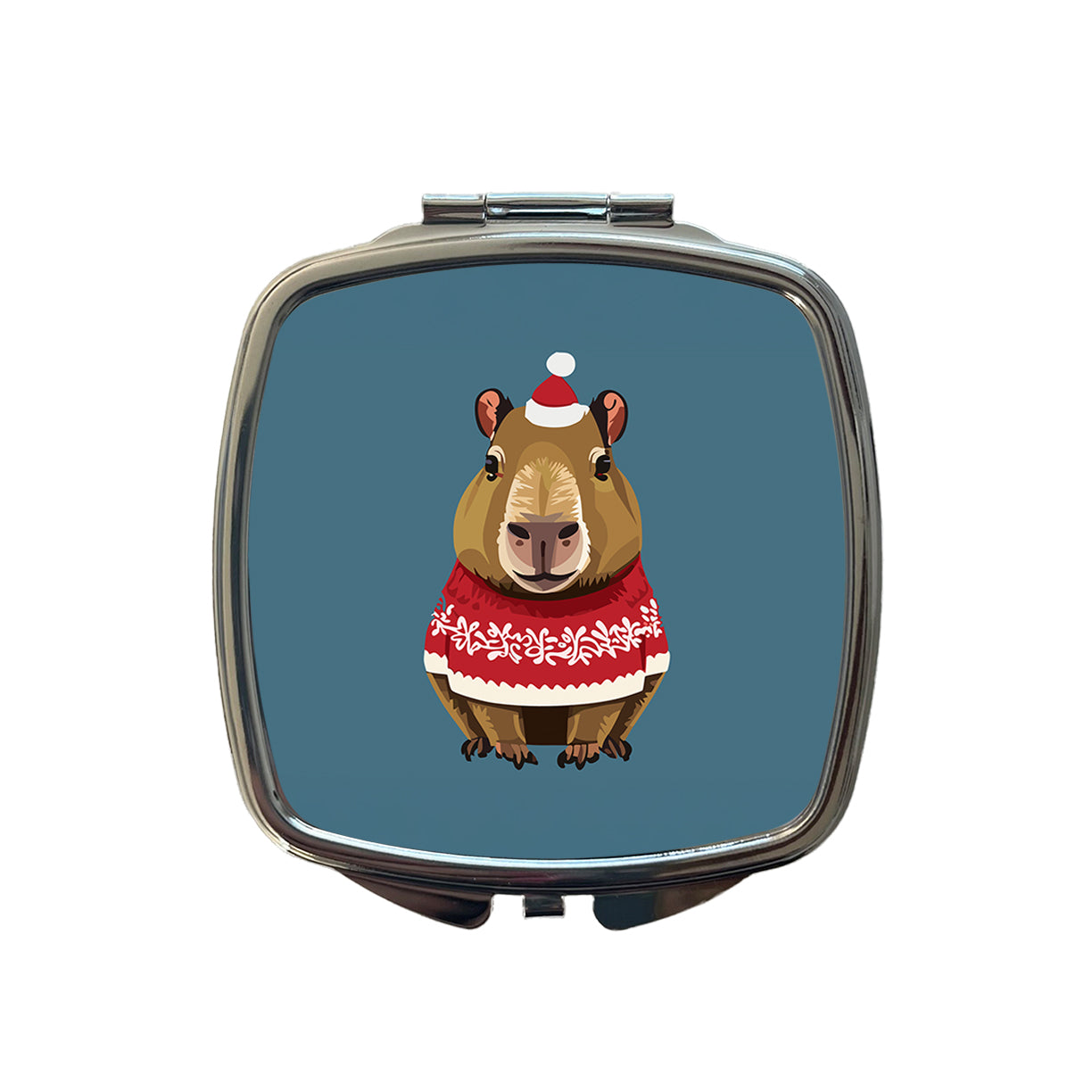 Capybara Wearing Christmas Sweater Funny Small Travel Purse Handbag Pocket Makeup Compact Mirror