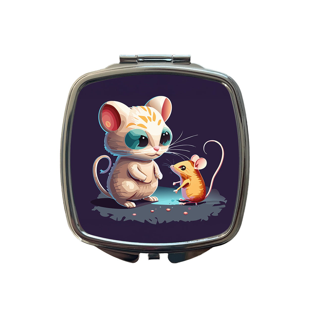 Cat and Mouse Playing Small Travel Purse Handbag Pocket Makeup Compact Mirror