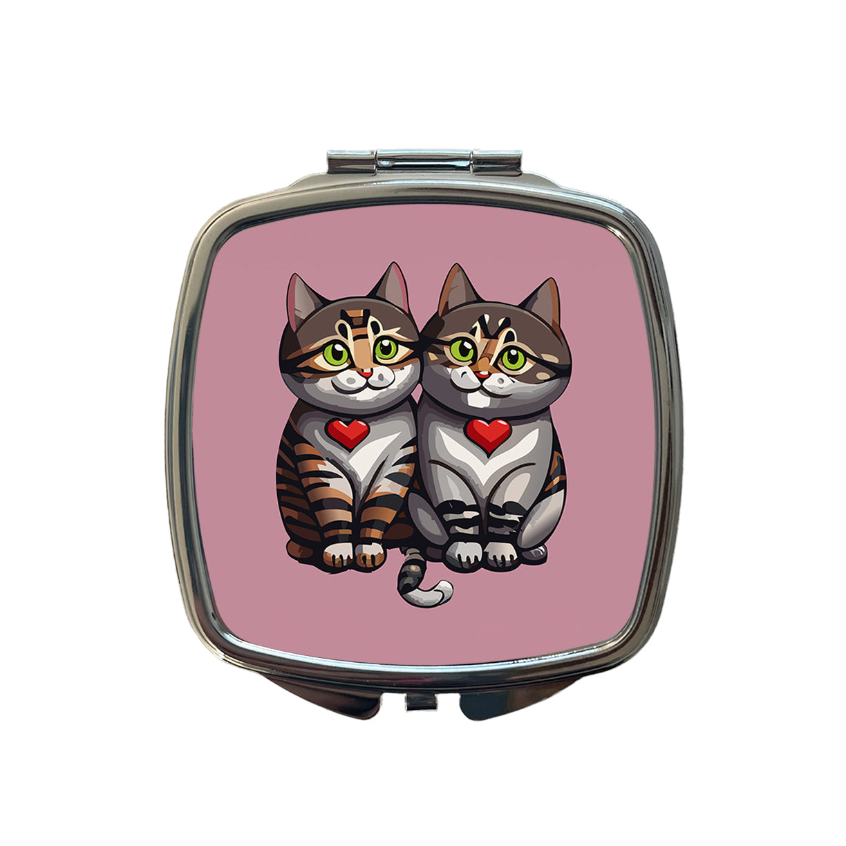 Cats Love Valentines Day Wedding Anniversary Small Travel Purse Handbag Pocket Makeup Compact Mirror