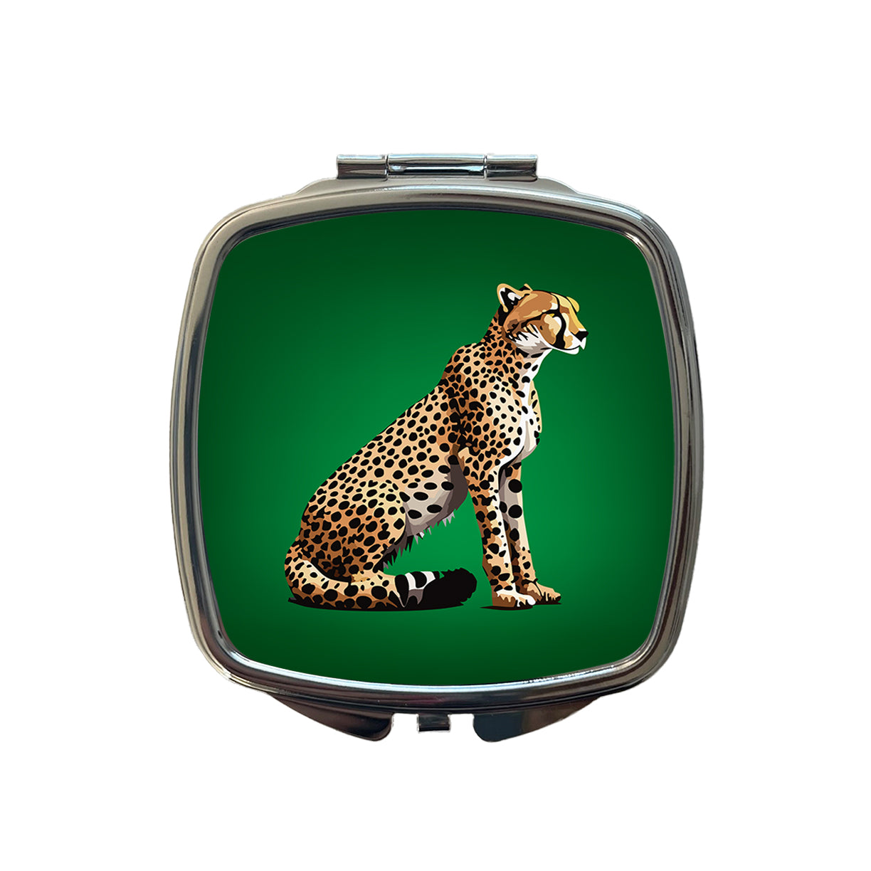 Cheetah Sitting Profile Big Cat Small Travel Purse Handbag Pocket Makeup Compact Mirror