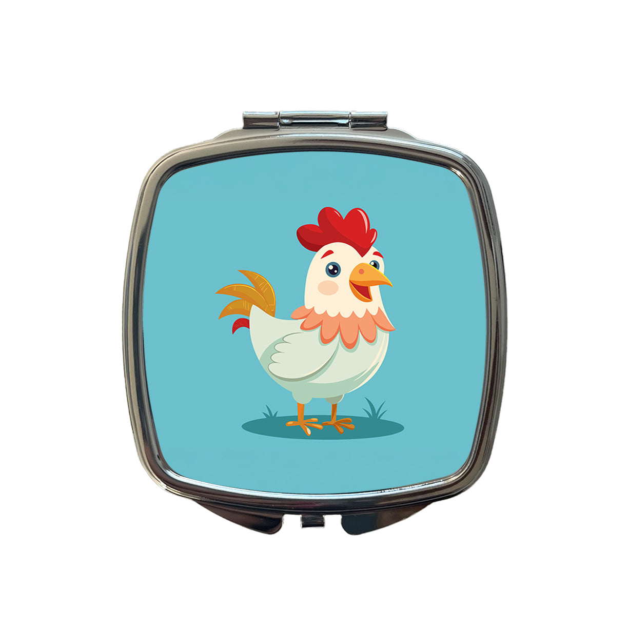 Chicken Rooster Happy Small Travel Purse Handbag Pocket Makeup Compact Mirror
