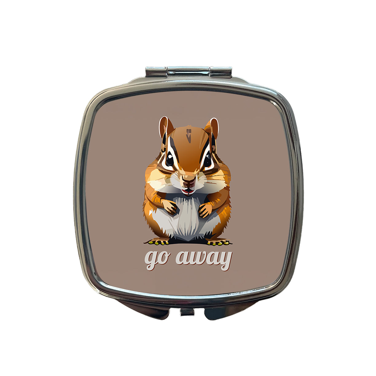 Chipmunk Go Away Staring Funny Small Travel Purse Handbag Pocket Makeup Compact Mirror