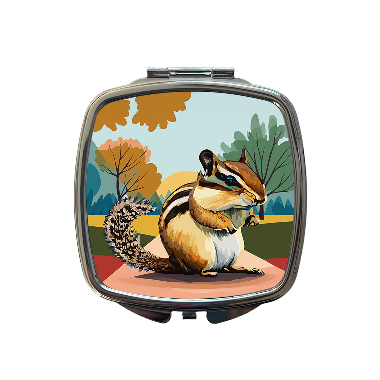 Chipmunk Watercolor Small Travel Purse Handbag Pocket Makeup Compact Mirror