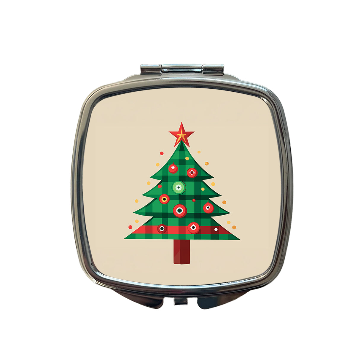 Christmas Tree Plaid Small Travel Purse Handbag Pocket Makeup Compact Mirror