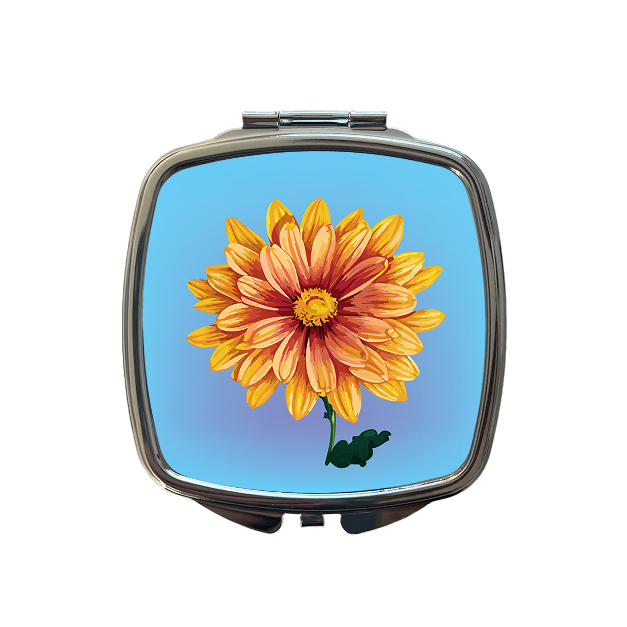 Chrysanthemum Mum Flower Yellow Watercolor Small Travel Purse Handbag Pocket Makeup Compact Mirror