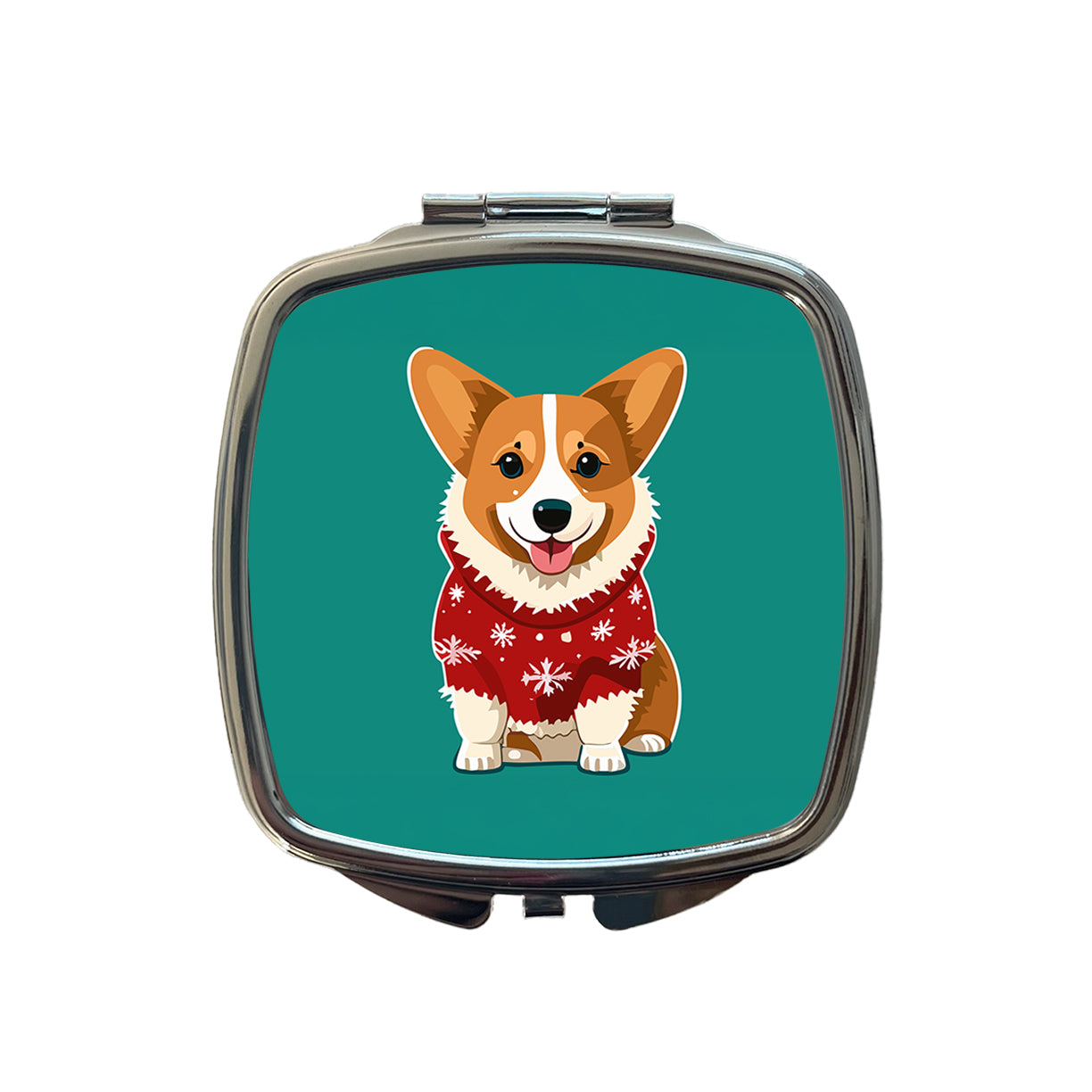 Corgi Wearing Christmas Sweater Small Travel Purse Handbag Pocket Makeup Compact Mirror