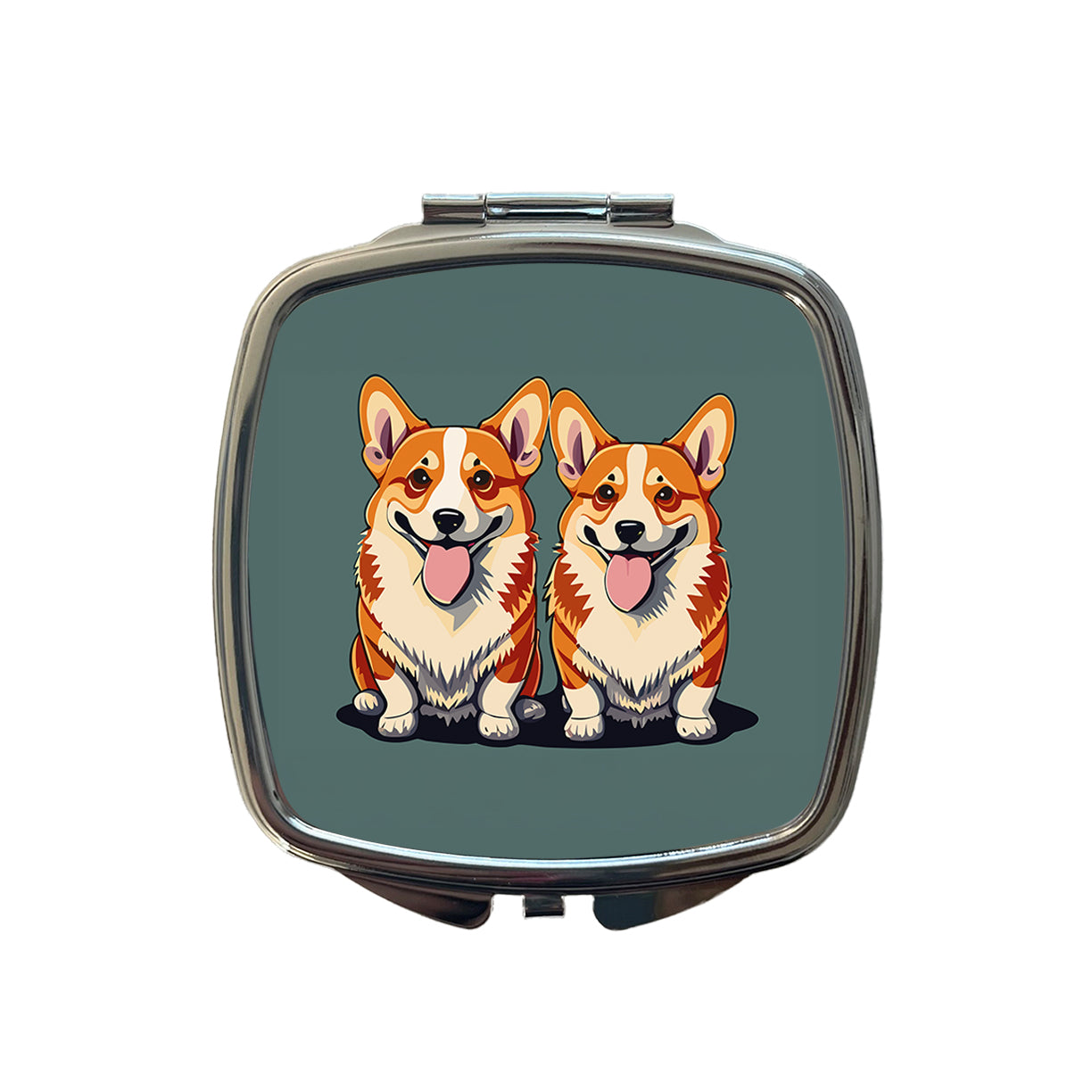 Corgis Dog Friends Brother Sister Two 2 Small Travel Purse Handbag Pocket Makeup Compact Mirror