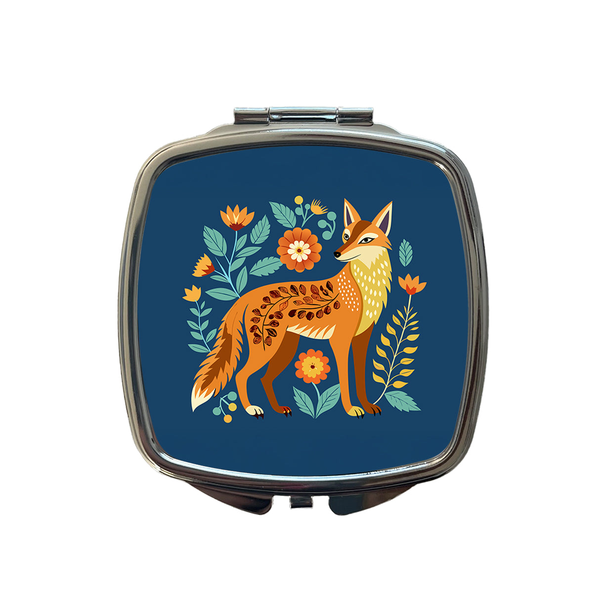 Coyote Pretty Floral Flowers Small Travel Purse Handbag Pocket Makeup Compact Mirror