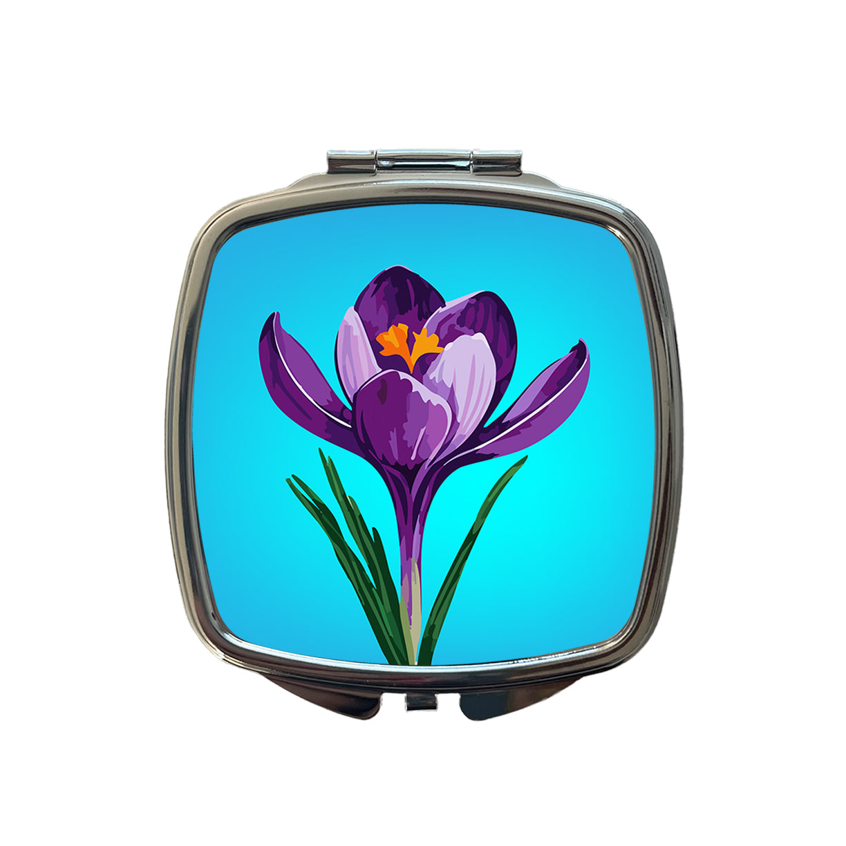 Crocus Flower Purple Watercolor Small Travel Purse Handbag Pocket Makeup Compact Mirror