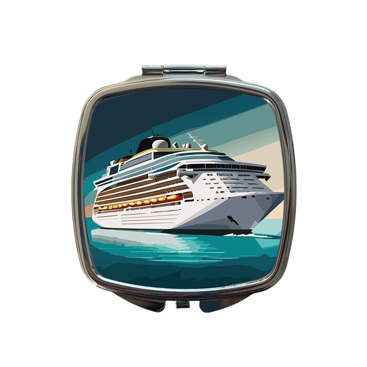 Cruise Ship Cruising Ocean Trip Vacation Bon Voyage Small Travel Purse Handbag Pocket Makeup Compact Mirror