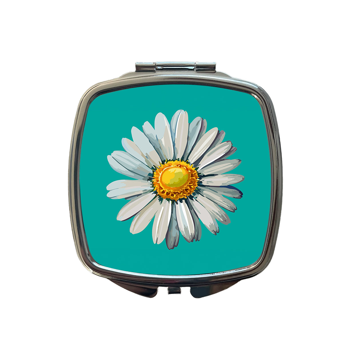 Daisy Daisies Flower White Small Travel Purse Handbag Pocket Makeup Compact Mirror