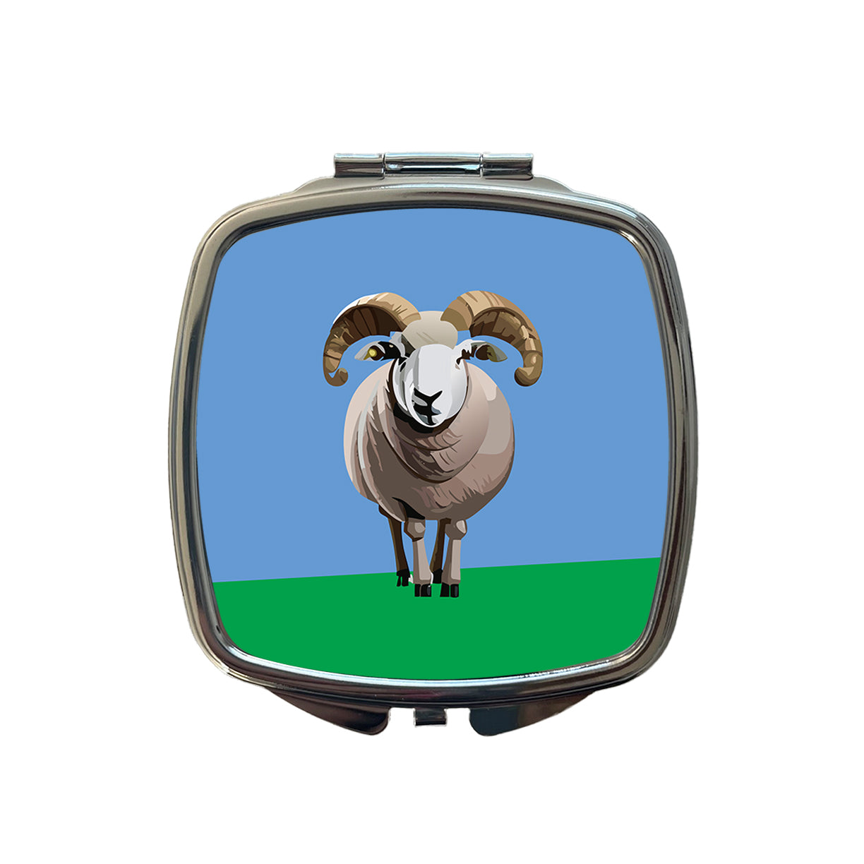 Dall Sheep Thinhorn Wild Staring Small Travel Purse Handbag Pocket Makeup Compact Mirror