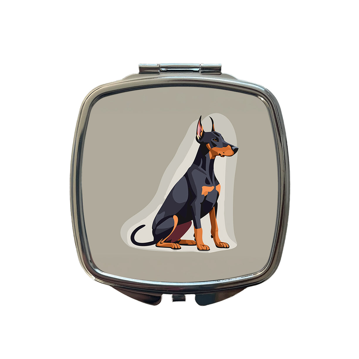 Doberman Dog Sitting Small Travel Purse Handbag Pocket Makeup Compact Mirror