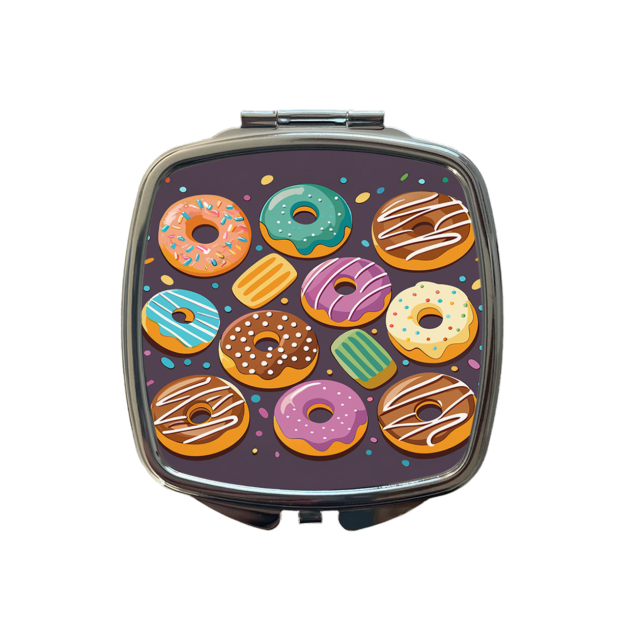 Donuts Scattered Small Travel Purse Handbag Pocket Makeup Compact Mirror