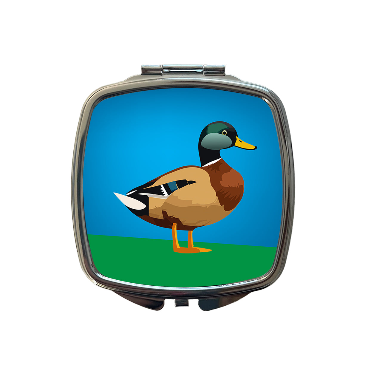 Duck Standing Profile Small Travel Purse Handbag Pocket Makeup Compact Mirror