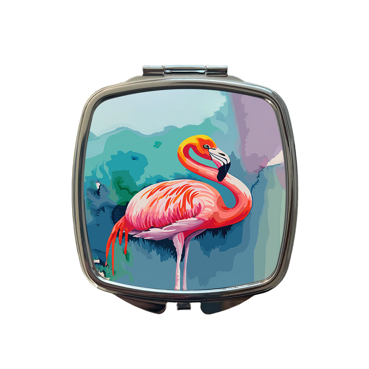 Flamingo Colorful Small Travel Purse Handbag Pocket Makeup Compact Mirror