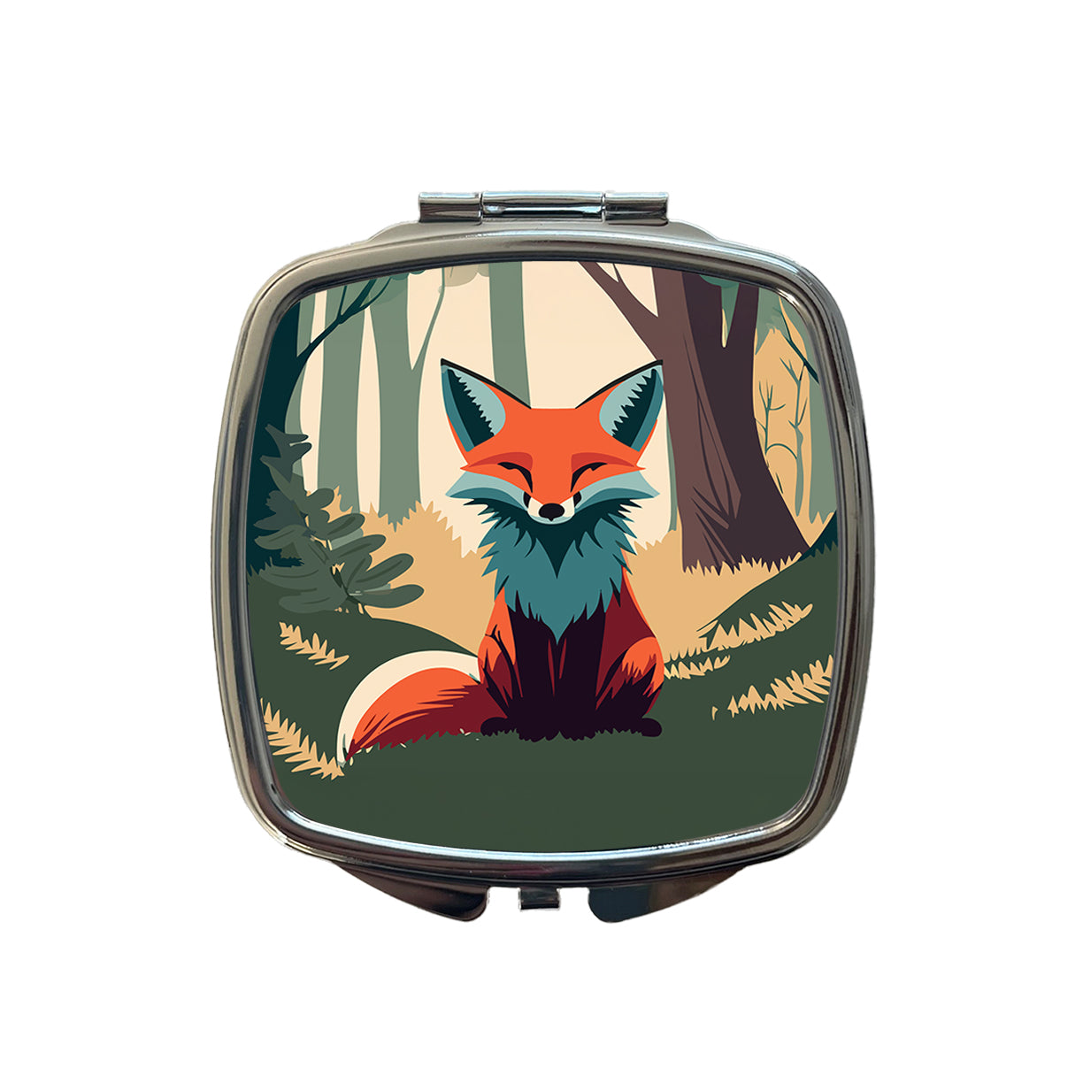 Fox in Forest Woodland Wilderness Small Travel Purse Handbag Pocket Makeup Compact Mirror