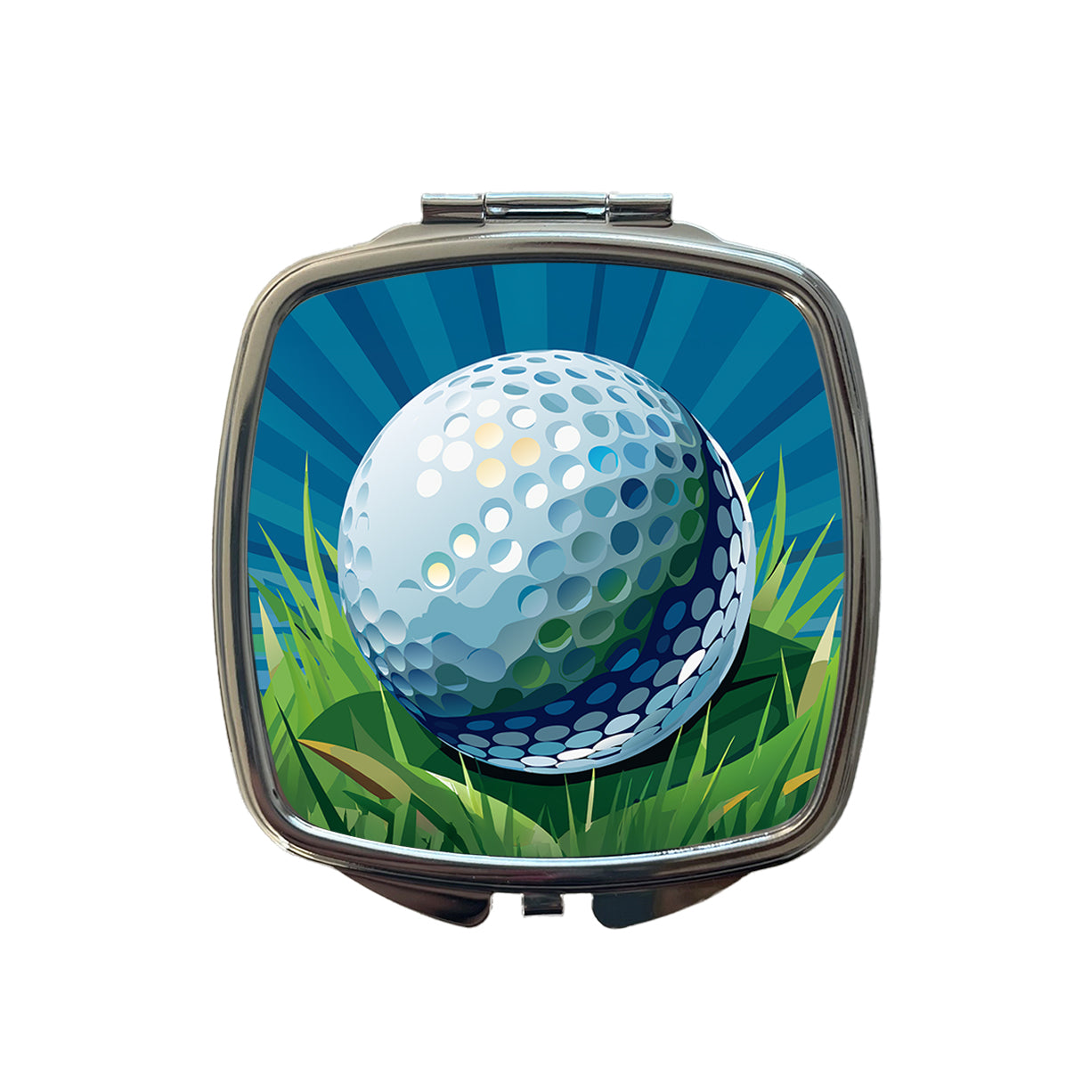 Golf Ball on Grass Sport Small Travel Purse Handbag Pocket Makeup Compact Mirror
