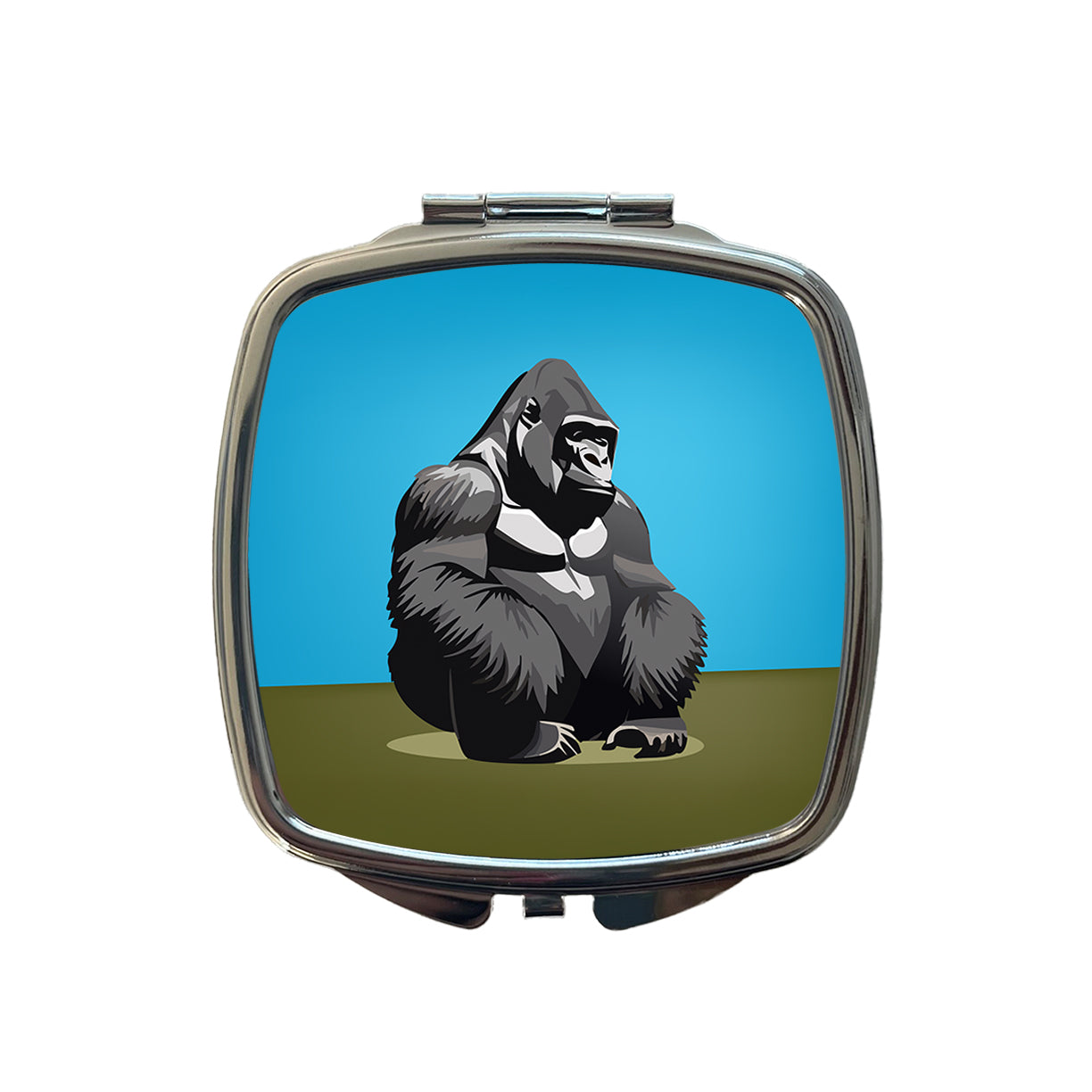 Gorilla Sitting Small Travel Purse Handbag Pocket Makeup Compact Mirror