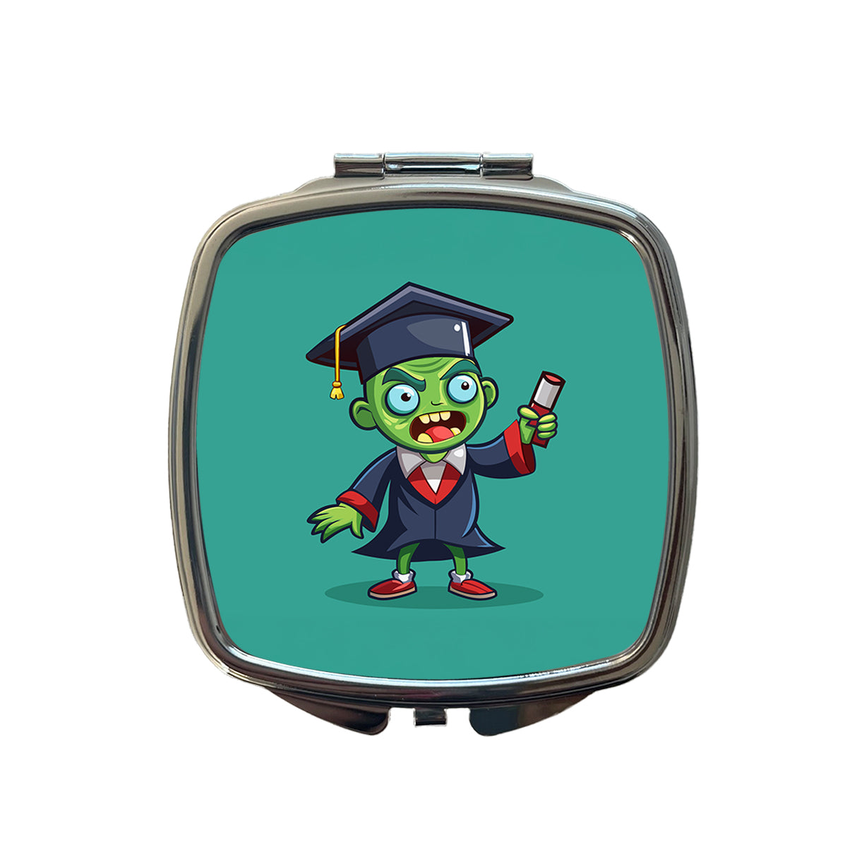 Graduate Zombie Graduation Cartoon Small Travel Purse Handbag Pocket Makeup Compact Mirror