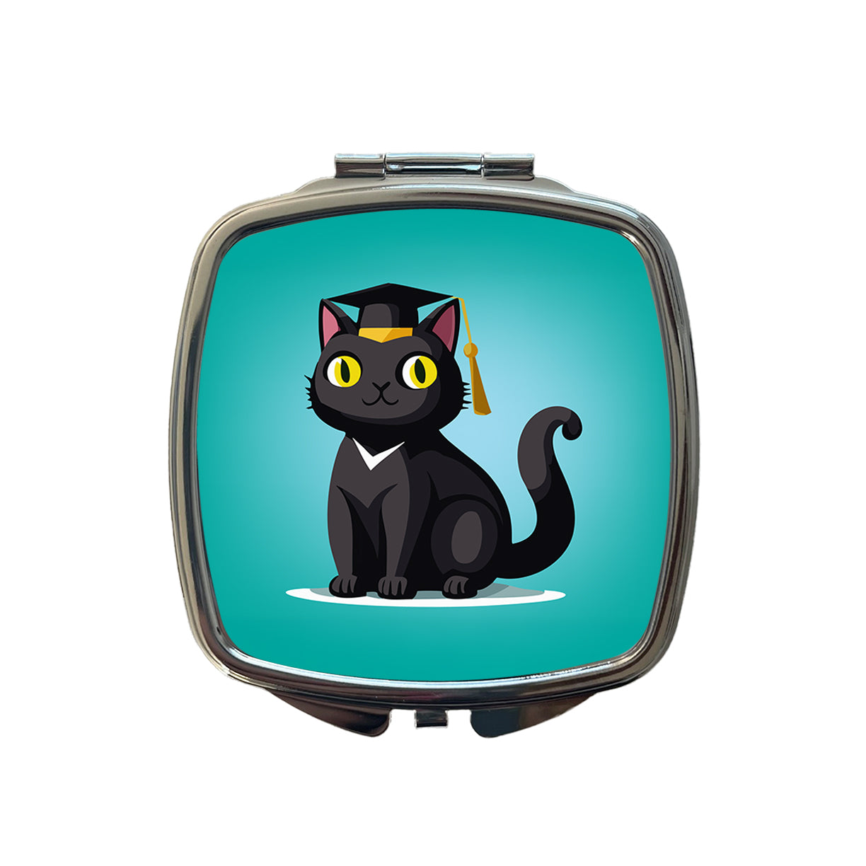 Graduation Cat Cute Graduate Small Travel Purse Handbag Pocket Makeup Compact Mirror