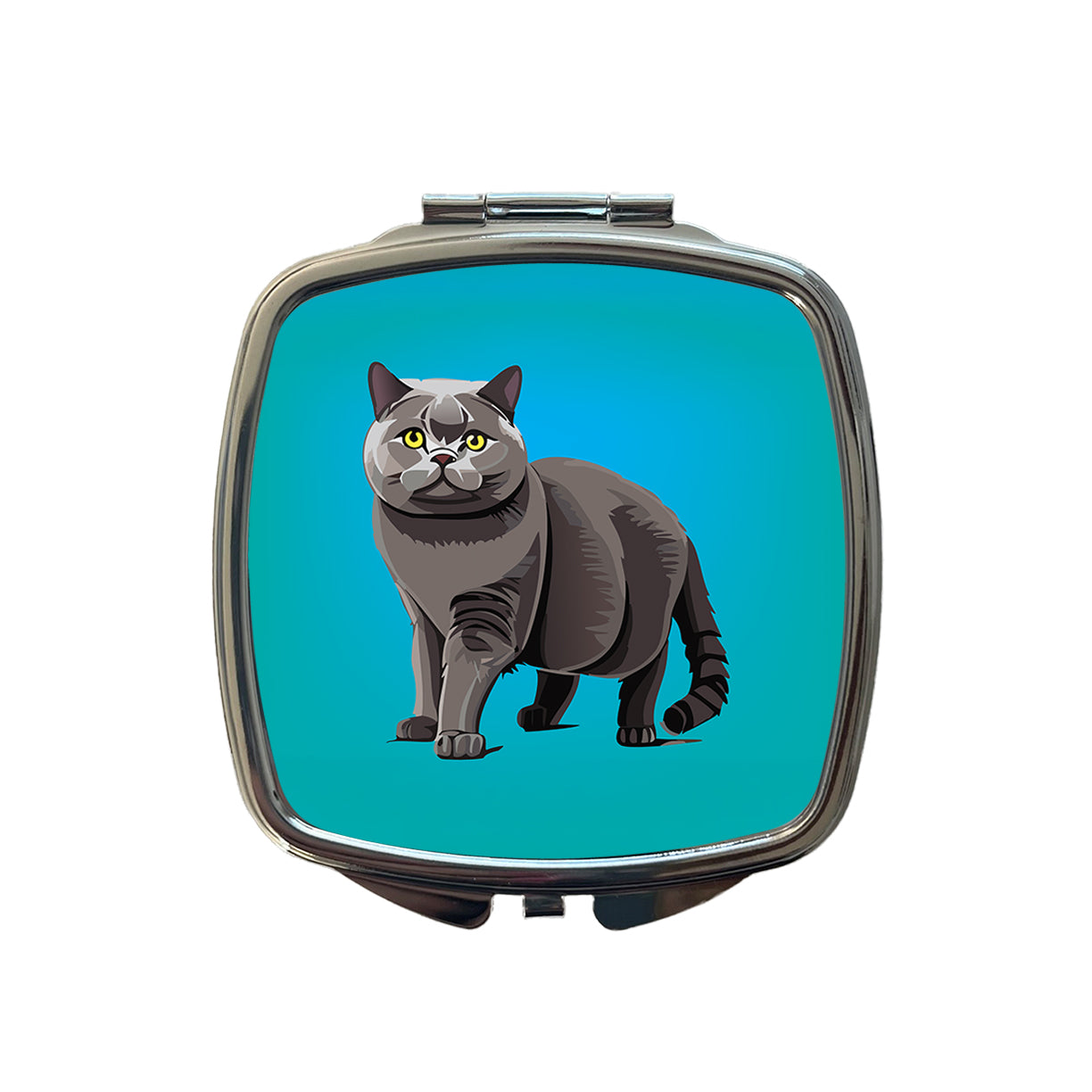 Gray British Shorthair Cat Small Travel Purse Handbag Pocket Makeup Compact Mirror