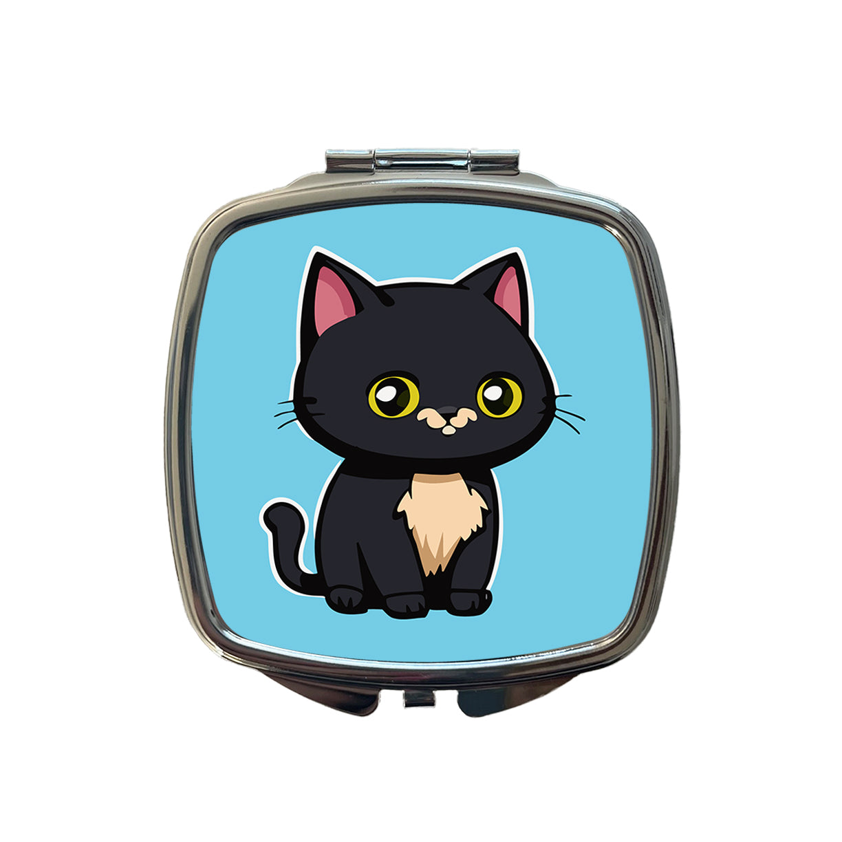 Gray Cat Cute Small Travel Purse Handbag Pocket Makeup Compact Mirror
