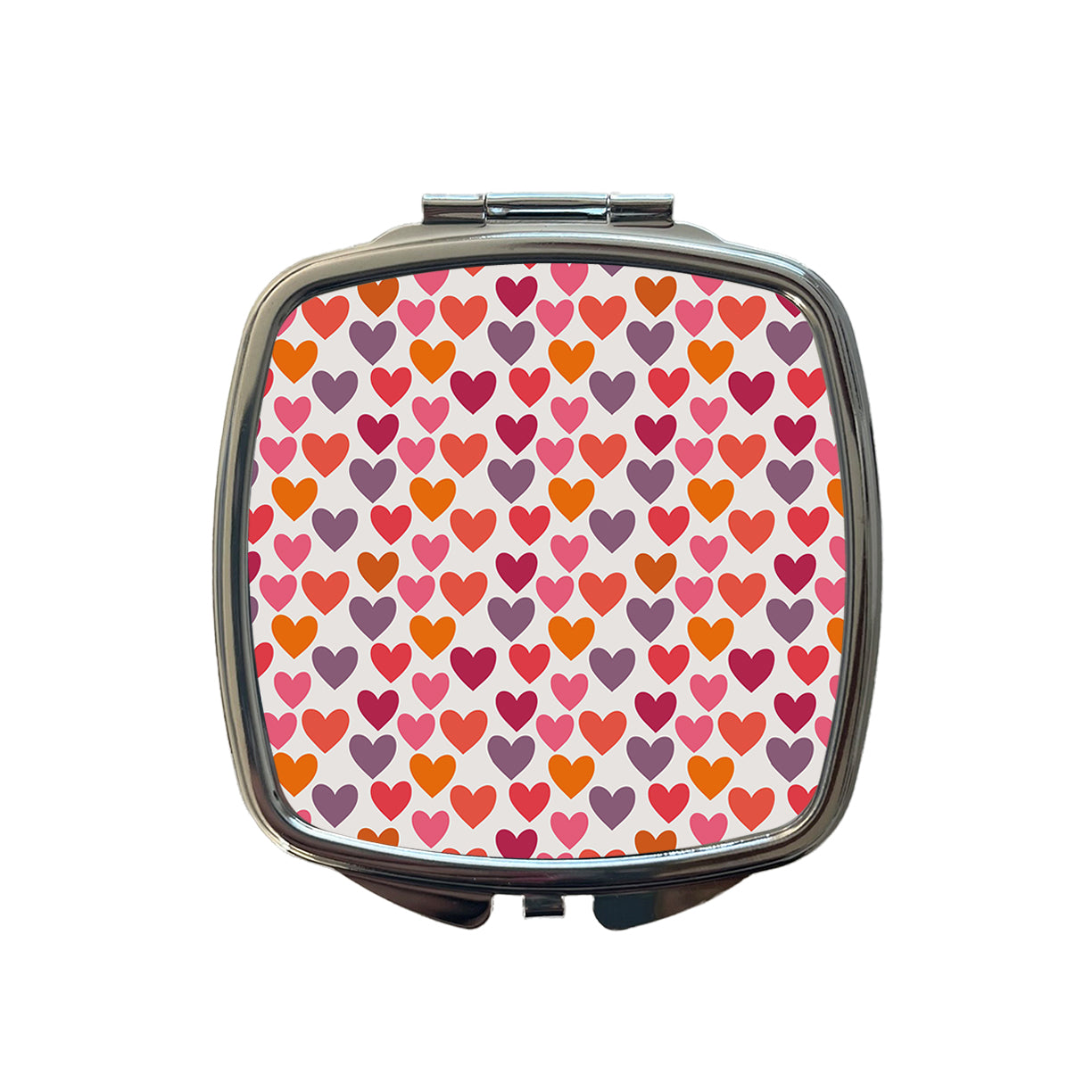 Hearts Purple Pink Orange Valentines Day Anniversary Love Small Travel Purse Handbag Pocket Makeup Compact Mirror