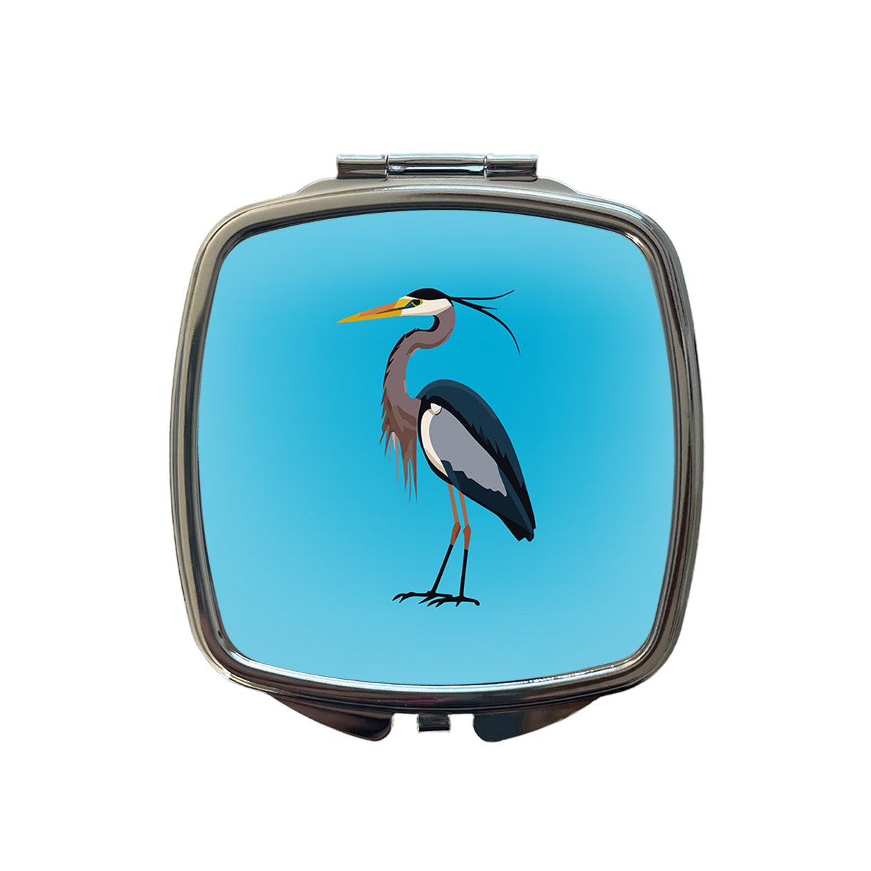 Heron Egret Bird Small Travel Purse Handbag Pocket Makeup Compact Mirror