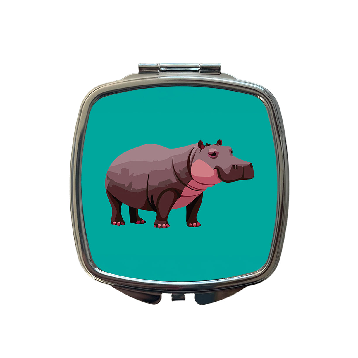Hippopotamus Standing Small Travel Purse Handbag Pocket Makeup Compact Mirror