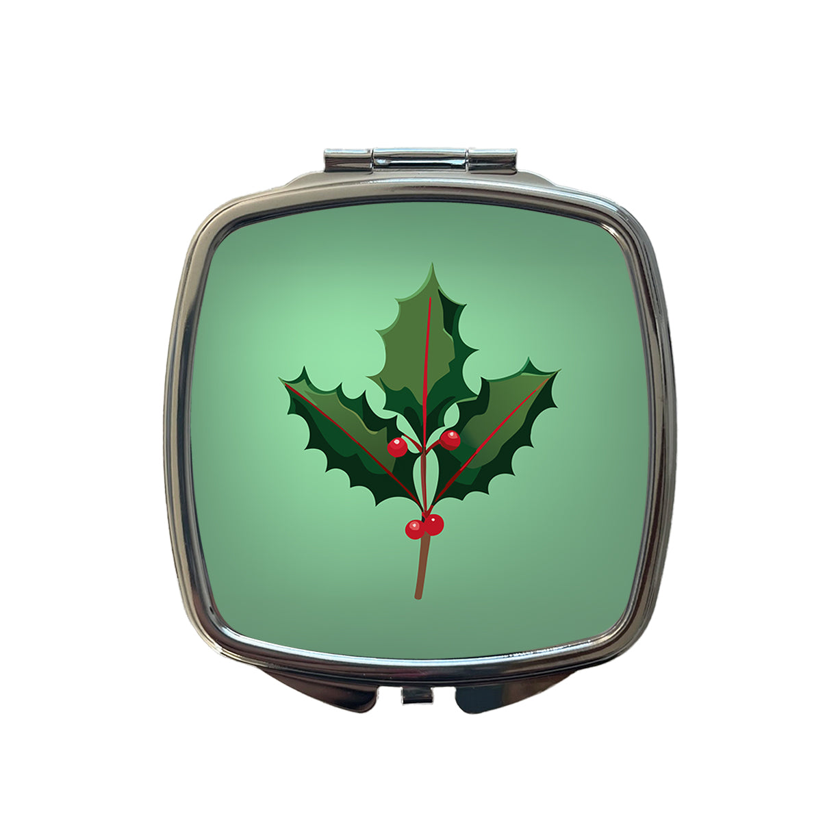 Holly Christmas Greenery Small Travel Purse Handbag Pocket Makeup Compact Mirror