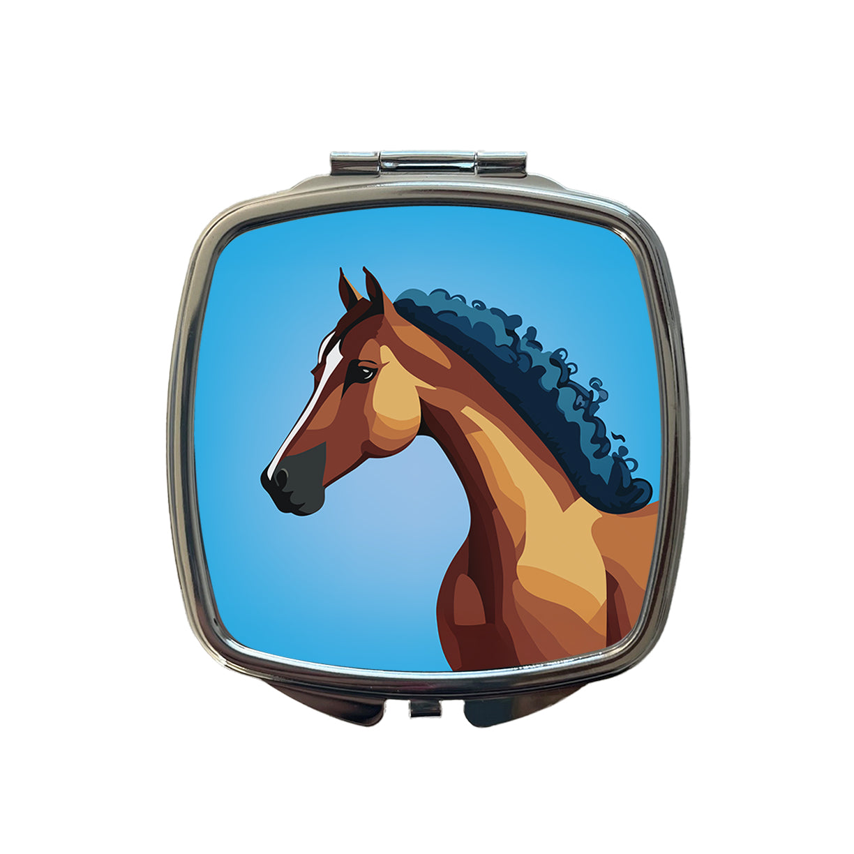 Horse Head Portrait Small Travel Purse Handbag Pocket Makeup Compact Mirror