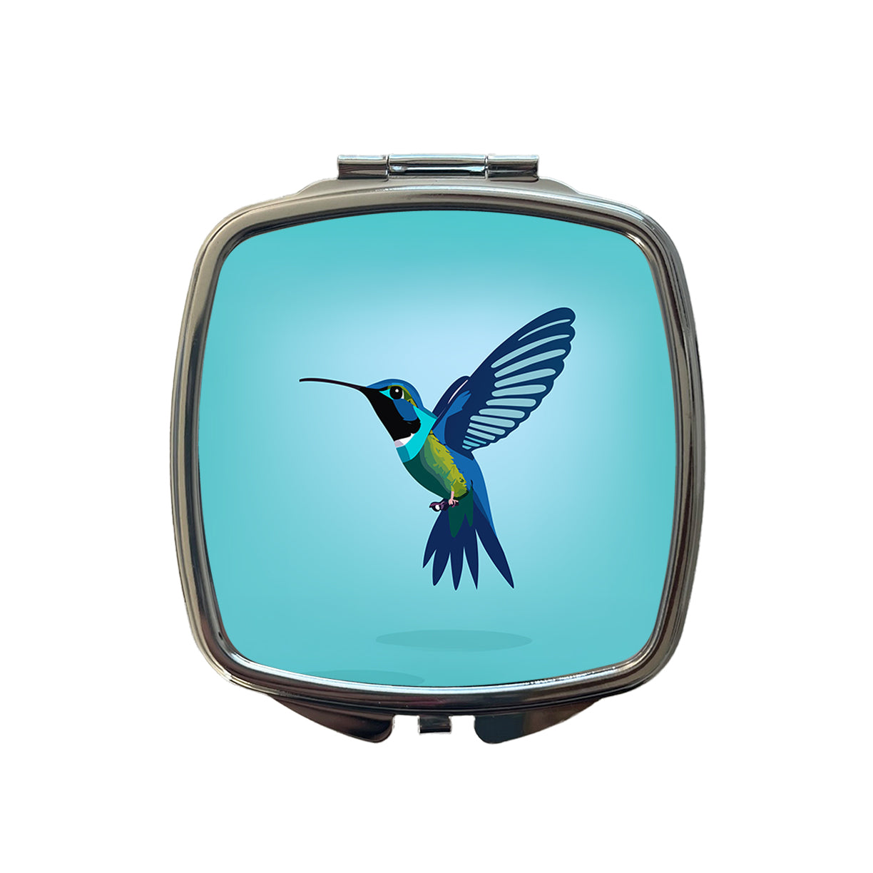 Hummingbird Blue Small Travel Purse Handbag Pocket Makeup Compact Mirror
