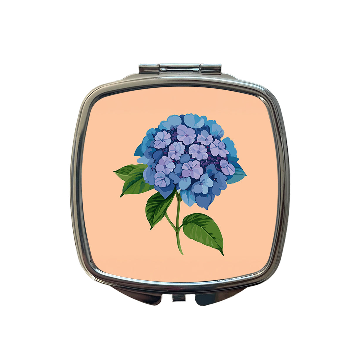Hydrangea Flower Blue Small Travel Purse Handbag Pocket Makeup Compact Mirror