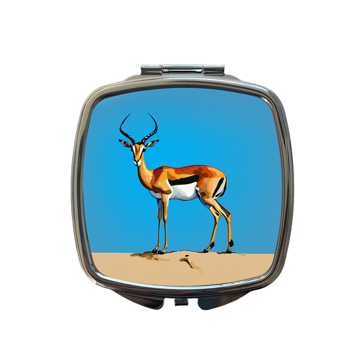 Impala Watercolor Africa Animal Small Travel Purse Handbag Pocket Makeup Compact Mirror