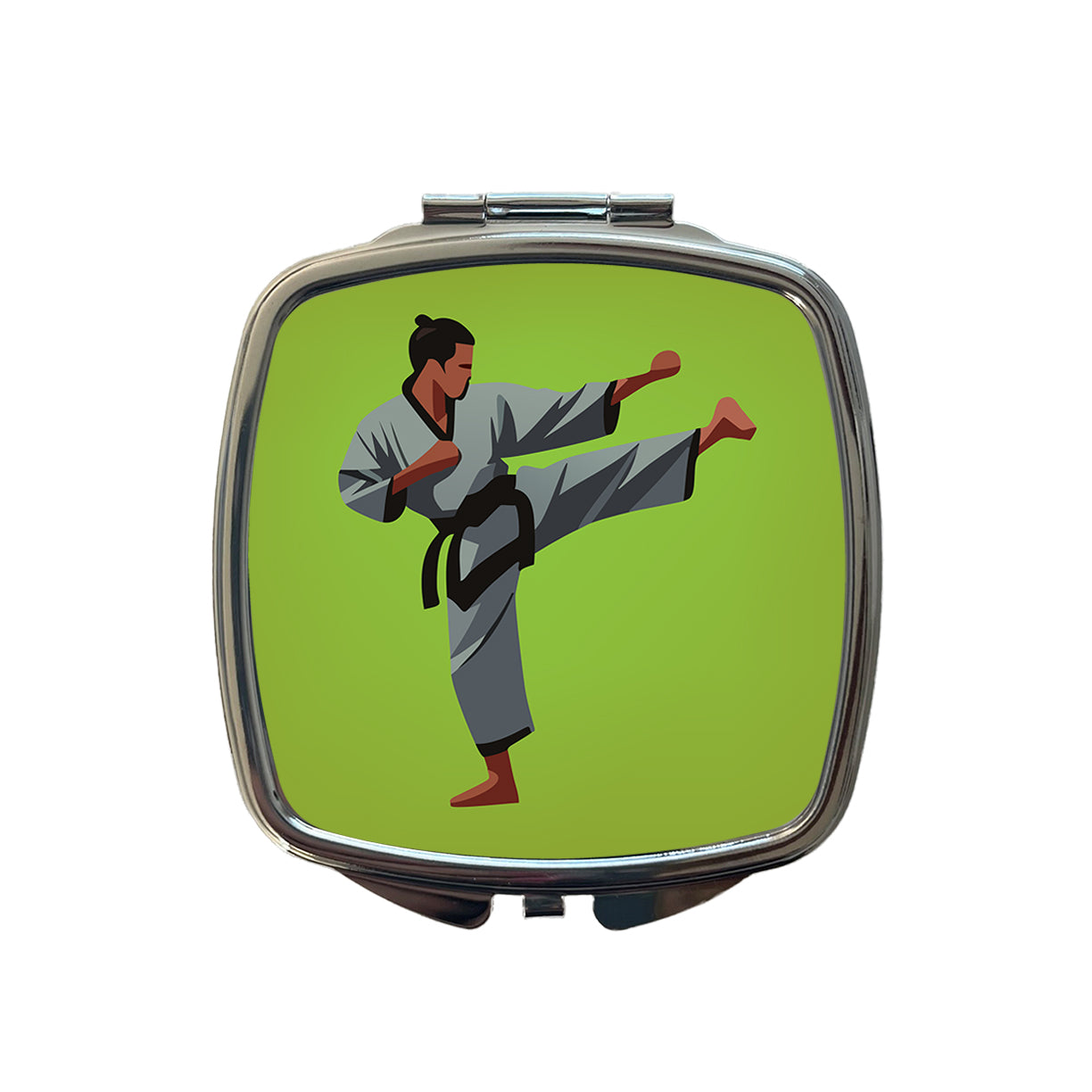Karate Man Kick Small Travel Purse Handbag Pocket Makeup Compact Mirror