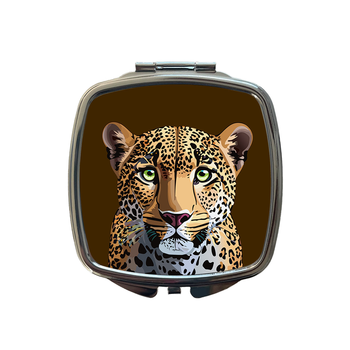 Leopard Cheetah Face Big Cat Small Travel Purse Handbag Pocket Makeup Compact Mirror