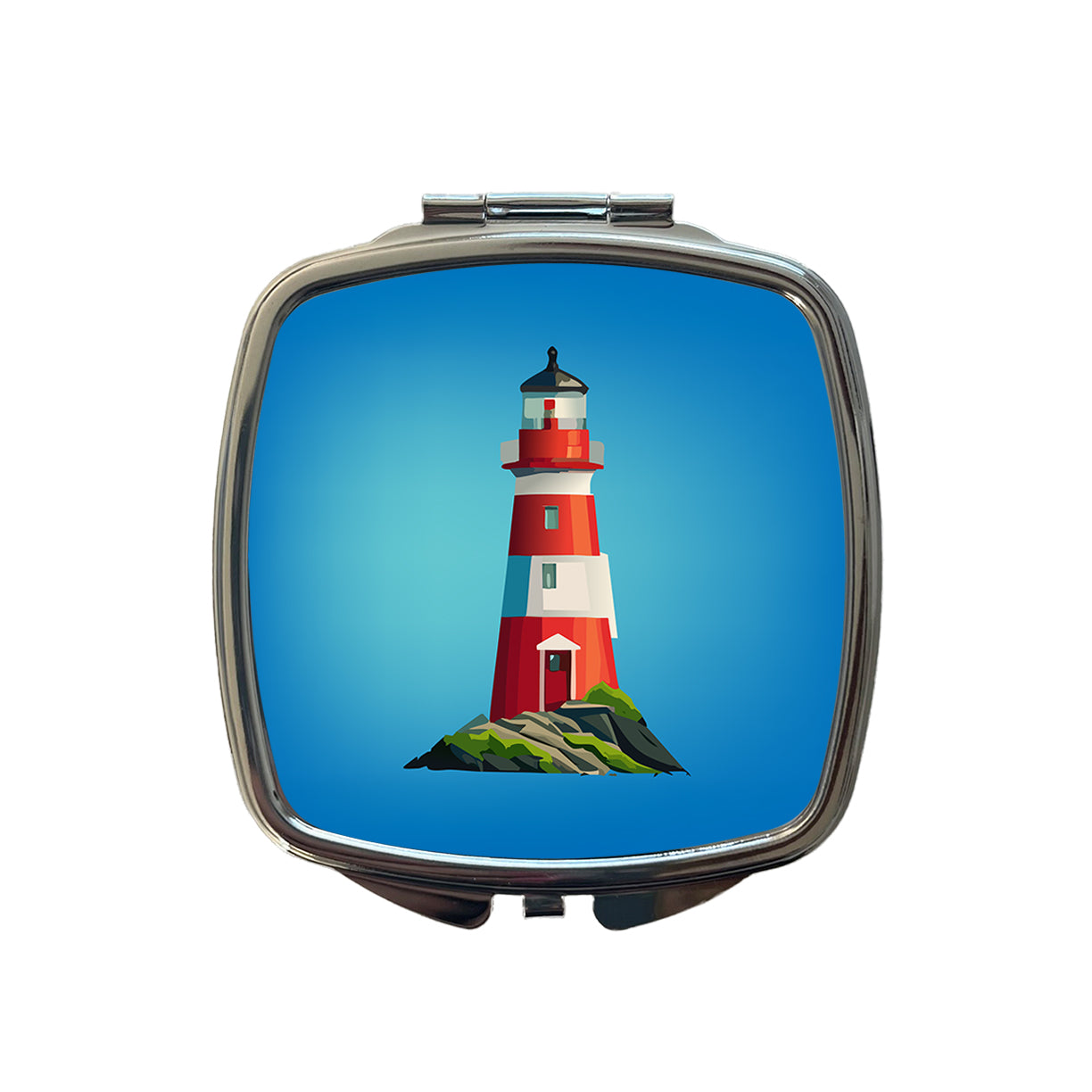 Lighthouse Light House Red White Small Travel Purse Handbag Pocket Makeup Compact Mirror