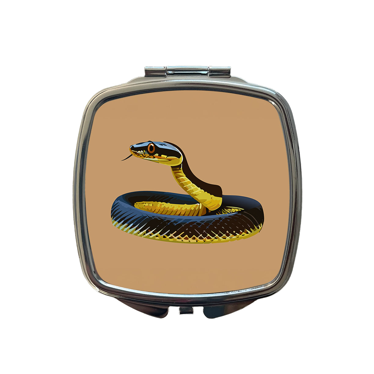 Mamba Snake Coiled Small Travel Purse Handbag Pocket Makeup Compact Mirror