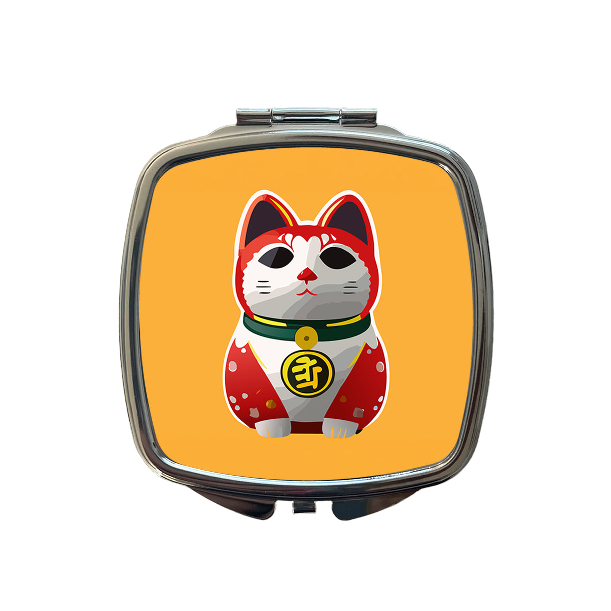 Maneki Neko Lucky Cat Small Travel Purse Handbag Pocket Makeup Compact Mirror