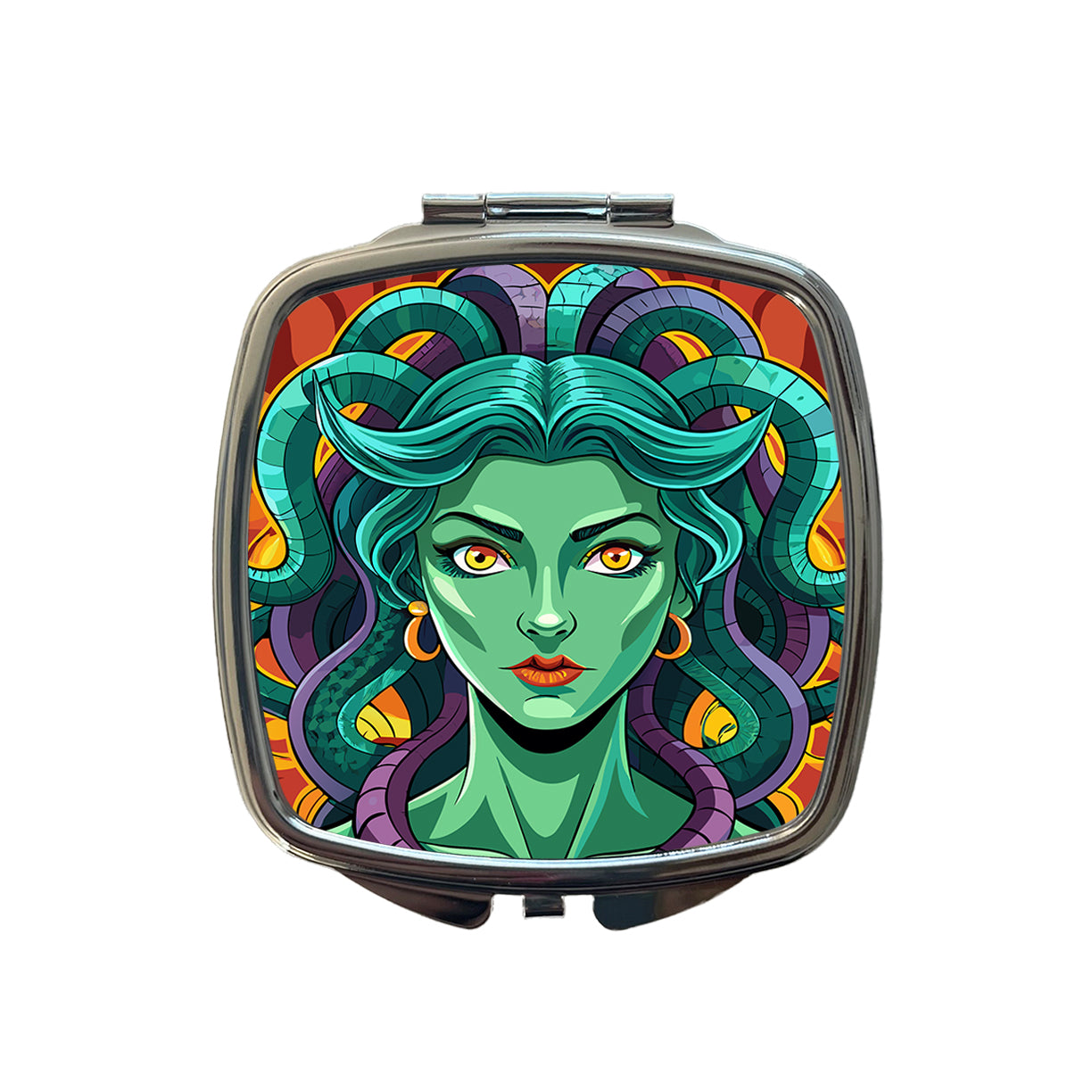 Medusa Gorgon Snake Hair Greek Mythology Small Travel Purse Handbag Pocket Makeup Compact Mirror