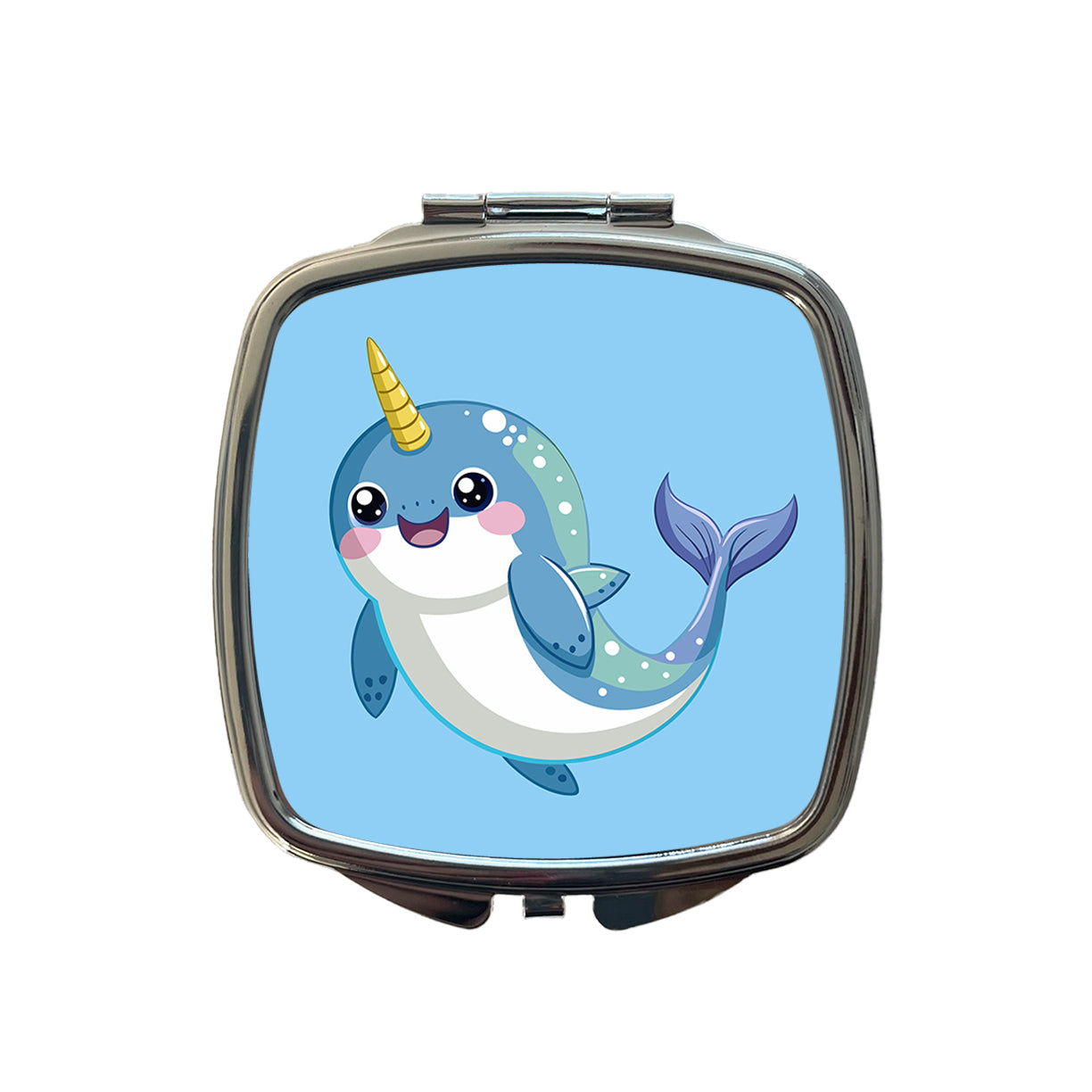 Narwhal Cute Chibi Small Travel Purse Handbag Pocket Makeup Compact Mirror