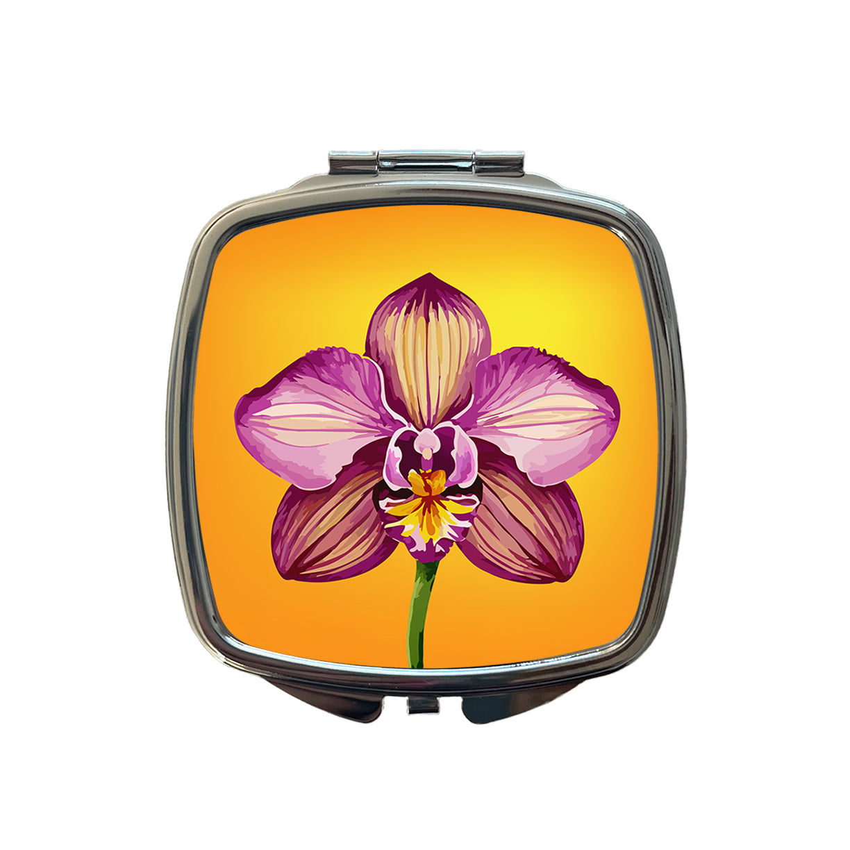 Orchid Flower Watercolor Small Travel Purse Handbag Pocket Makeup Compact Mirror