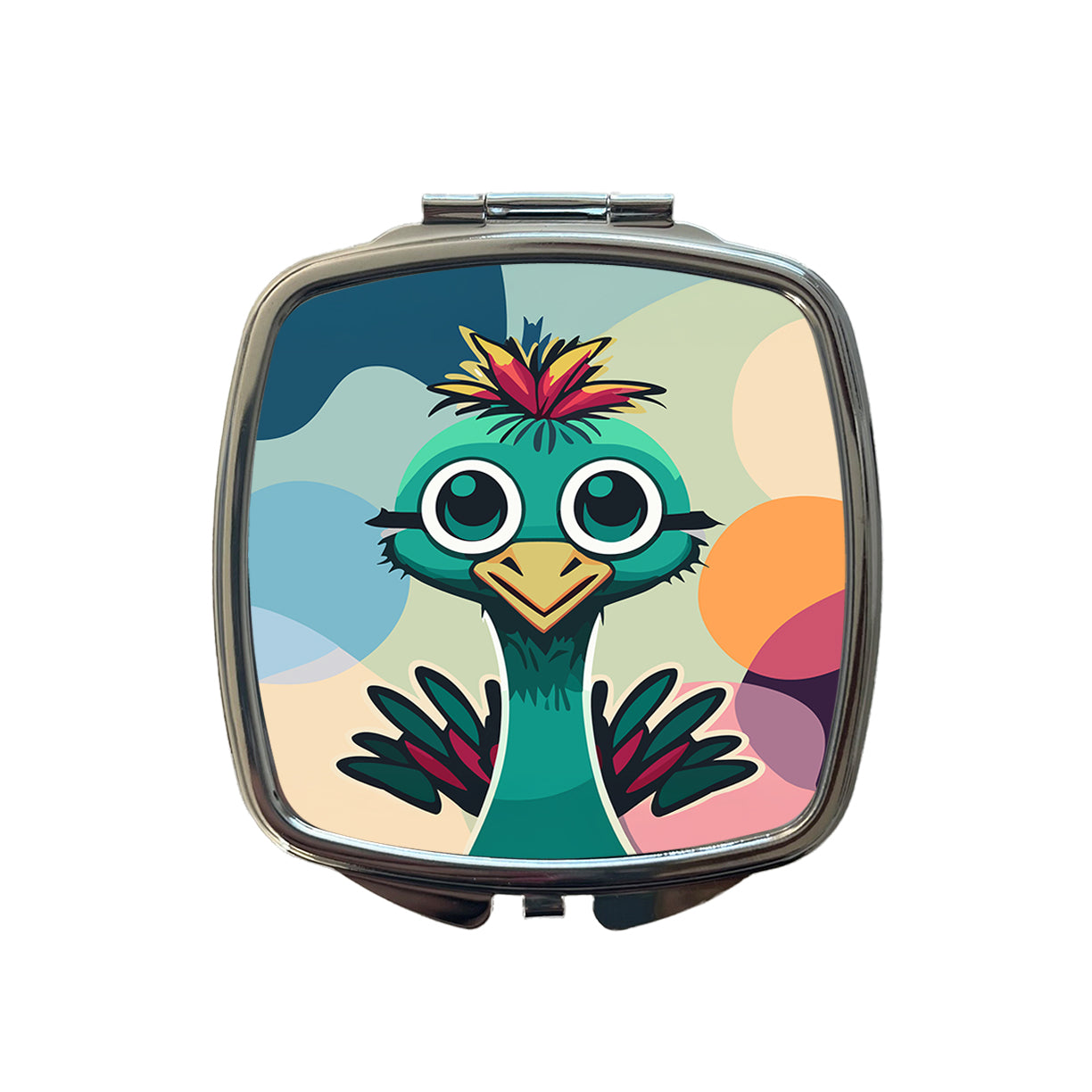 Ostrich Cute Head Small Travel Purse Handbag Pocket Makeup Compact Mirror