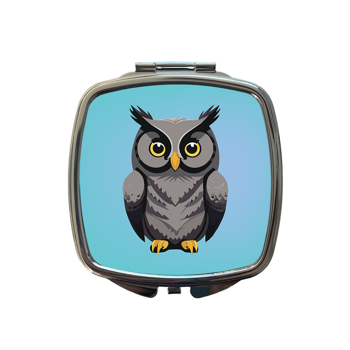 Owl Gray Staring Small Travel Purse Handbag Pocket Makeup Compact Mirror